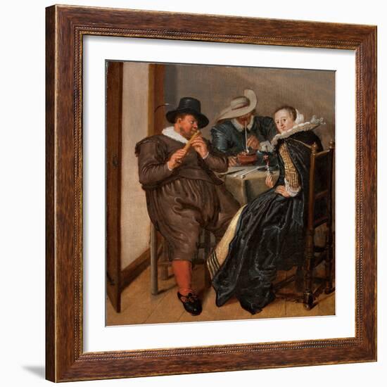 Merry Company with Flutist (Oil on Panel)-Dirck Hals-Framed Giclee Print