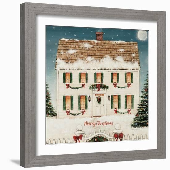 Merry Lil House Sq Merry Christmas-David Carter Brown-Framed Art Print