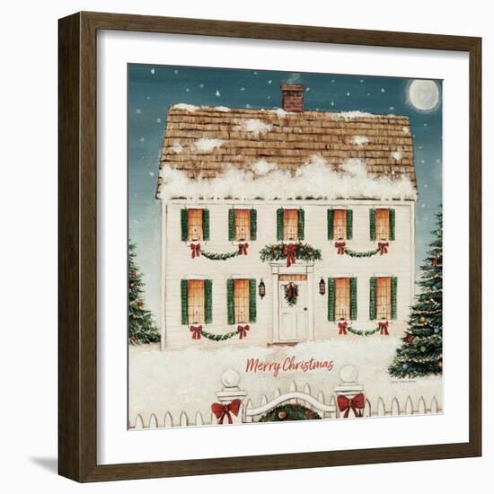 Merry Lil House Sq Merry Christmas-David Carter Brown-Framed Art Print