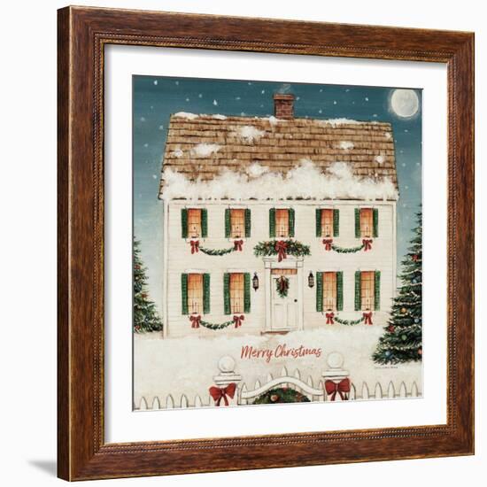 Merry Lil House Sq Merry Christmas-David Carter Brown-Framed Art Print