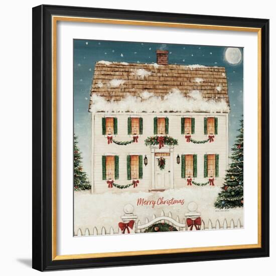 Merry Lil House Sq Merry Christmas-David Carter Brown-Framed Art Print