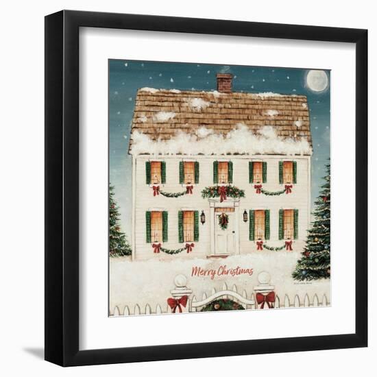 Merry Lil House Sq Merry Christmas-David Carter Brown-Framed Art Print