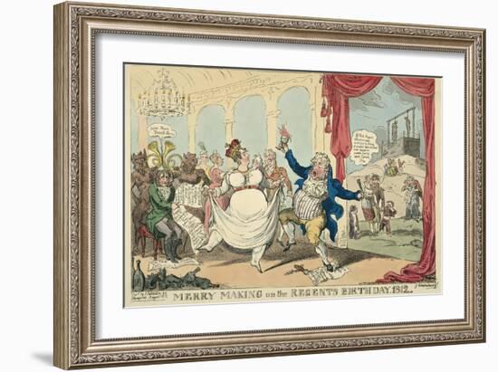 Merry Making on the Regents Birth Day, 1812, 1812-George Cruikshank-Framed Giclee Print