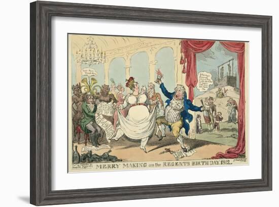 Merry Making on the Regents Birth Day, 1812, 1812-George Cruikshank-Framed Giclee Print