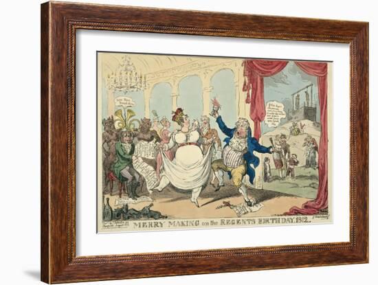 Merry Making on the Regents Birth Day, 1812, 1812-George Cruikshank-Framed Giclee Print