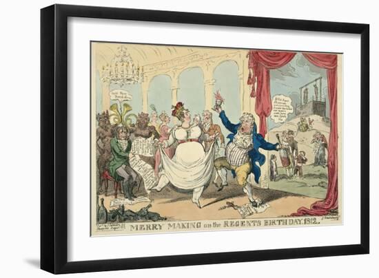 Merry Making on the Regents Birth Day, 1812, 1812-George Cruikshank-Framed Giclee Print