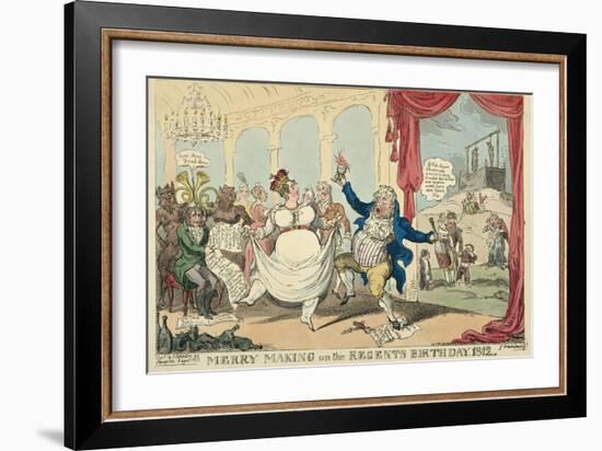 Merry Making on the Regents Birth Day, 1812, 1812-George Cruikshank-Framed Giclee Print