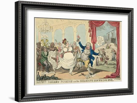 Merry Making on the Regents Birth Day, 1812, 1812-George Cruikshank-Framed Giclee Print