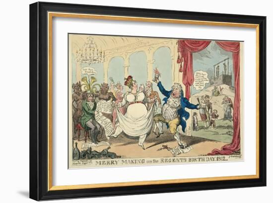 Merry Making on the Regents Birth Day, 1812, 1812-George Cruikshank-Framed Giclee Print