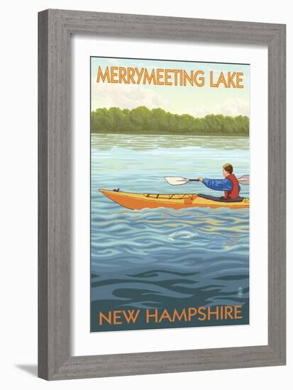 Merrymeeting Lake, New Hampshire - Kayak Scene-Lantern Press-Framed Art Print