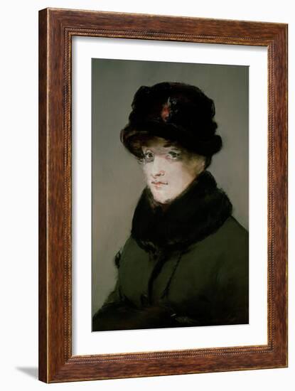Mery Laurent (1849-1900) Wearing a Fur-Collared Cardigan, 1882-Edouard Manet-Framed Giclee Print