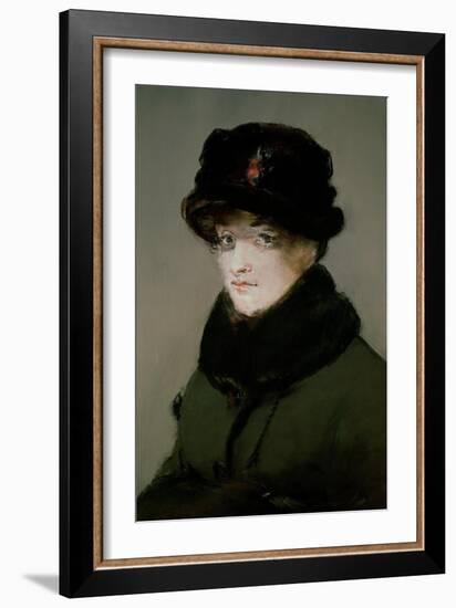 Mery Laurent (1849-1900) Wearing a Fur-Collared Cardigan, 1882-Edouard Manet-Framed Giclee Print