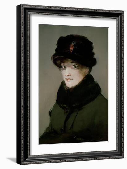Mery Laurent (1849-1900) Wearing a Fur-Collared Cardigan, 1882-Edouard Manet-Framed Giclee Print