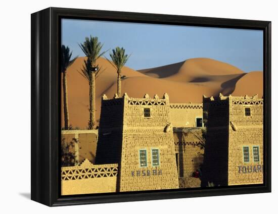 Merzouga a Desert Kasbah Backing onto Giant Sand Dunes of Erg Chebbi in Eastern Morocco, Morocco-Andrew Watson-Framed Premier Image Canvas