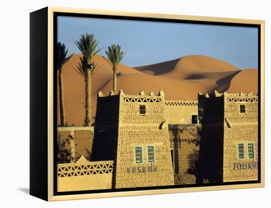 Merzouga a Desert Kasbah Backing onto Giant Sand Dunes of Erg Chebbi in Eastern Morocco, Morocco-Andrew Watson-Framed Premier Image Canvas
