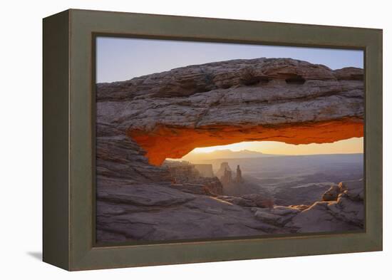 Mesa Arch at Dawn Looking Towards Washerwoman Arch-Gary-Framed Premier Image Canvas