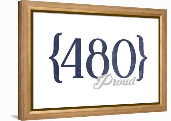 Mesa, Arizona - 480 Area Code (Blue)-Lantern Press-Framed Stretched Canvas