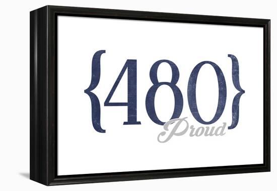 Mesa, Arizona - 480 Area Code (Blue)-Lantern Press-Framed Stretched Canvas