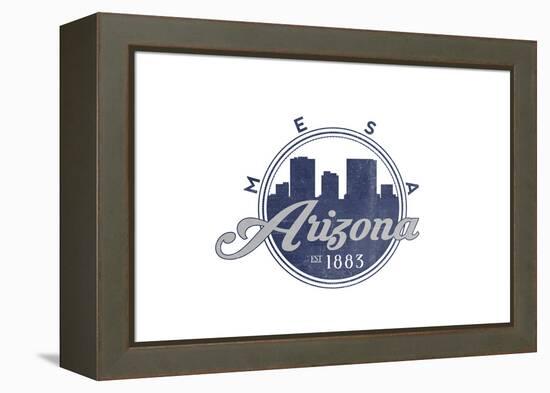 Mesa, Arizona - Skyline Seal (Blue)-Lantern Press-Framed Stretched Canvas