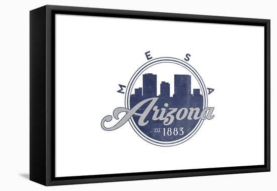 Mesa, Arizona - Skyline Seal (Blue)-Lantern Press-Framed Stretched Canvas