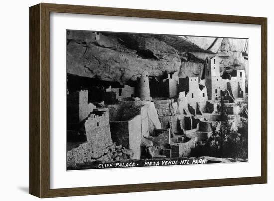 Mesa Verda Nat'l Park, Colorado - View of Cliff Palace Ruins-Lantern Press-Framed Art Print