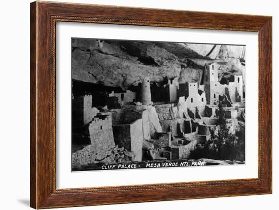 Mesa Verda Nat'l Park, Colorado - View of Cliff Palace Ruins-Lantern Press-Framed Art Print