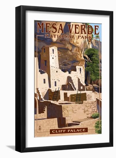 Mesa Verde National Park, Colorado - Cliff Palace-Lantern Press-Framed Premium Giclee Print