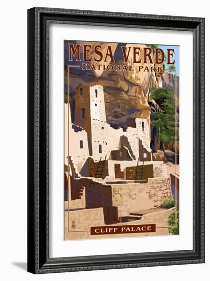 Mesa Verde National Park, Colorado - Cliff Palace-Lantern Press-Framed Premium Giclee Print