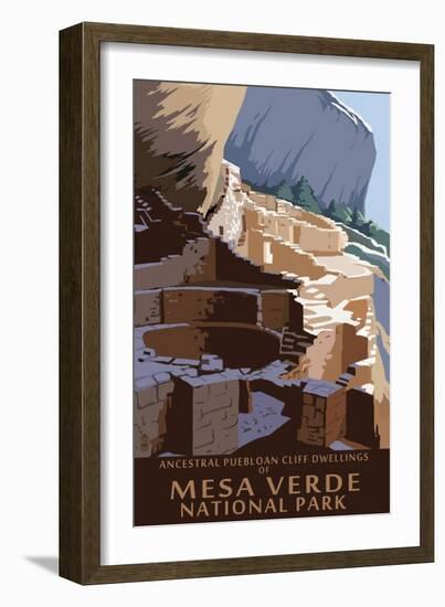 Mesa Verde National Park, Colorado - Long House-Lantern Press-Framed Art Print