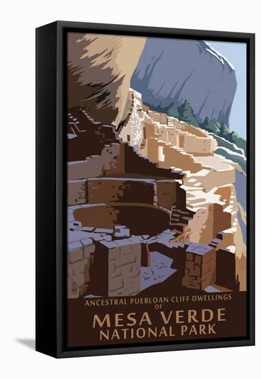 Mesa Verde National Park, Colorado - Long House-Lantern Press-Framed Stretched Canvas