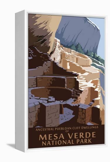 Mesa Verde National Park, Colorado - Long House-Lantern Press-Framed Stretched Canvas