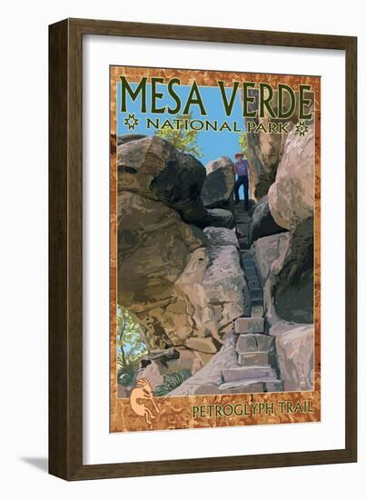 Mesa Verde National Park, Colorado - Petroglyph Trail-Lantern Press-Framed Art Print