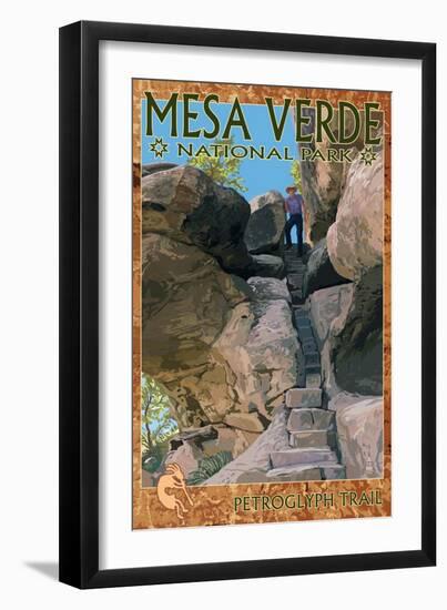 Mesa Verde National Park, Colorado - Petroglyph Trail-Lantern Press-Framed Art Print
