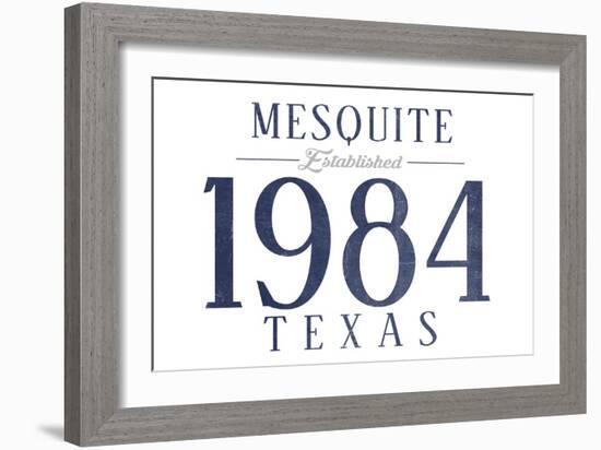 Mesquite, Texas - Established Date (Blue)-Lantern Press-Framed Art Print