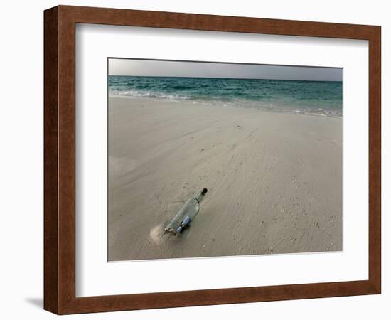 Message in a Bottle on a Tropical Beach, Kuramathi Island, Ari Atoll, Maldives, Indian Ocean, Asia-Angelo Cavalli-Framed Photographic Print