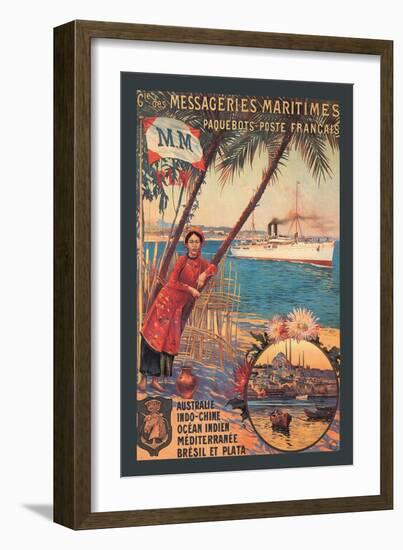 Messageries Maritimes French Cruise Line Ports-null-Framed Art Print