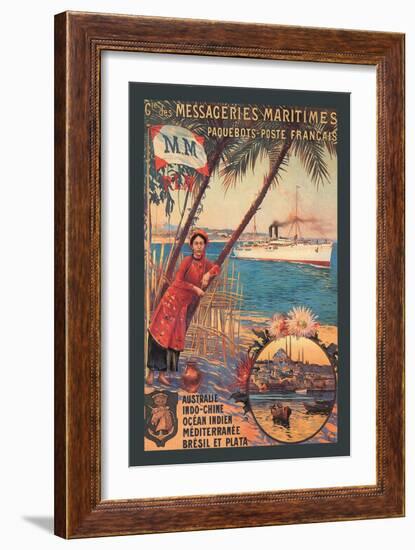 Messageries Maritimes French Cruise Line Ports-null-Framed Art Print