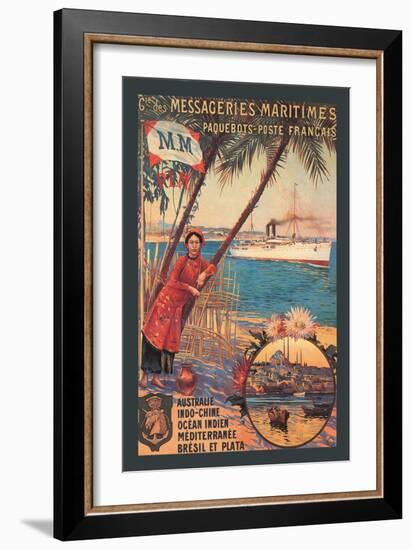 Messageries Maritimes French Cruise Line Ports-null-Framed Art Print