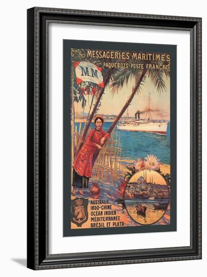 Messageries Maritimes French Cruise Line Ports-null-Framed Art Print