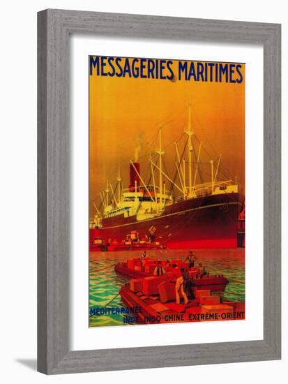 Messageries Maritimes Vintage Poster - Europe-Lantern Press-Framed Art Print