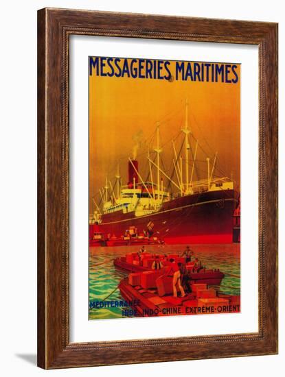 Messageries Maritimes Vintage Poster - Europe-Lantern Press-Framed Art Print