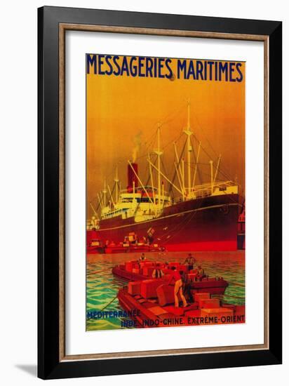 Messageries Maritimes Vintage Poster - Europe-Lantern Press-Framed Art Print