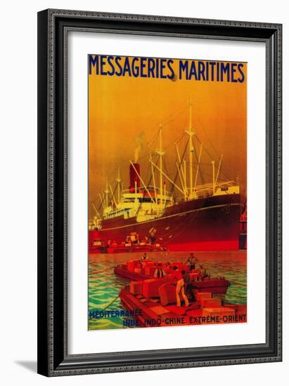 Messageries Maritimes Vintage Poster - Europe-Lantern Press-Framed Art Print