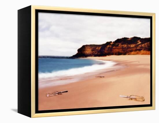 Messages in Bottles on Beach-Colin Anderson-Framed Premier Image Canvas