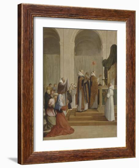 Messe de saint Martin, évêque de Tours-Eustache Le Sueur-Framed Giclee Print