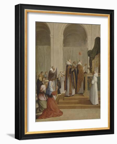 Messe de saint Martin, évêque de Tours-Eustache Le Sueur-Framed Giclee Print