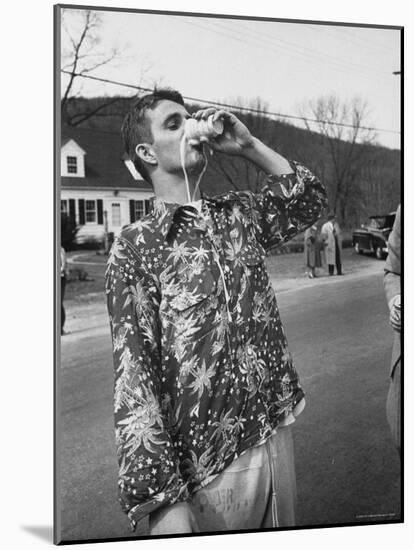 Messy Guzzler Drinking So Fast That Beer Misses His Mouth and Streams Down Front of His Shirt-Yale Joel-Mounted Photographic Print