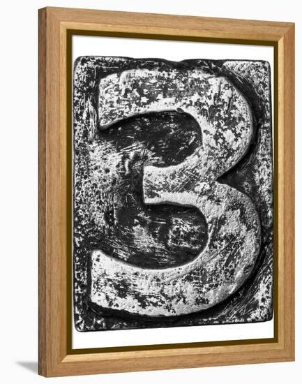 Metal Alloy Alphabet Number 3-donatas1205-Framed Stretched Canvas