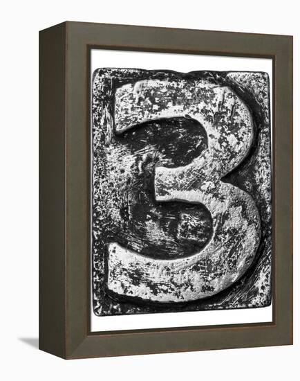 Metal Alloy Alphabet Number 3-donatas1205-Framed Stretched Canvas