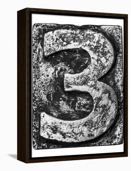 Metal Alloy Alphabet Number 3-donatas1205-Framed Stretched Canvas